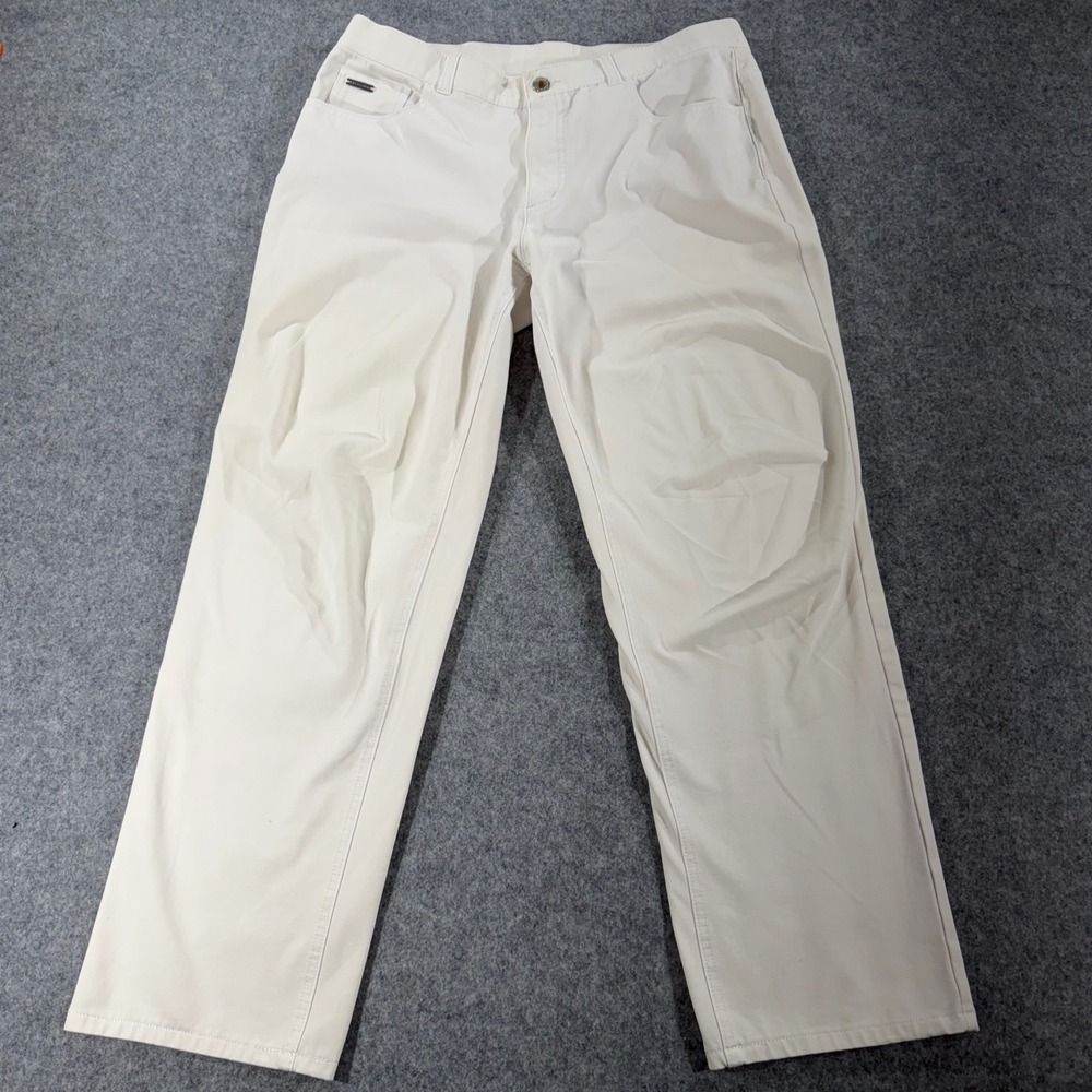 H by Halston Womens Off White Straight Leg Pants Size 12P Petite Cream Trousers